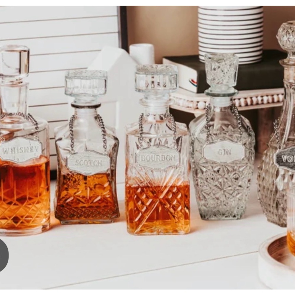 Bar cart liquor tags